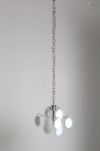 Chrome-plated metal chandelier. VISTOSI. 1970s