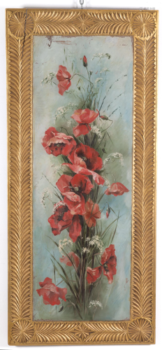 Oil on canvas ‘POPPIES’. 20th century. In frame