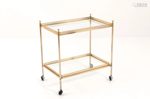 Golden-plated brass and glass cart. Italy. 1950s