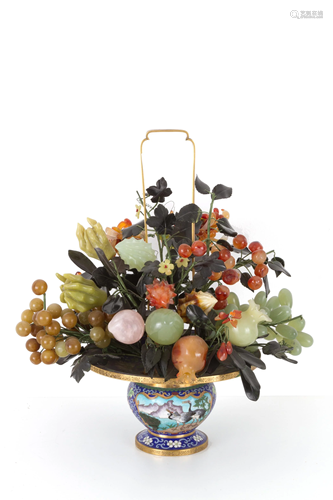 Cloisonne fruit and flower basket. 20th century