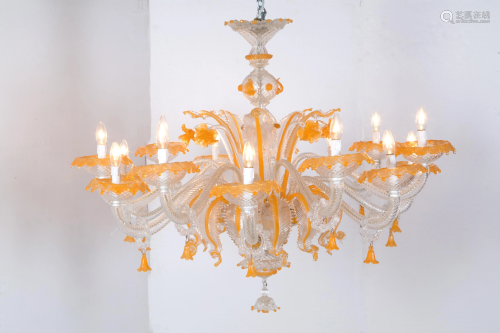 Murano glass chandelier. Ca’ Rezzonico. Venice