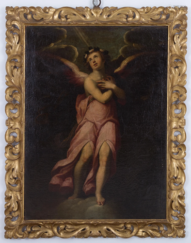 Framed oil on canvas ‘ANGEL’. 17th century