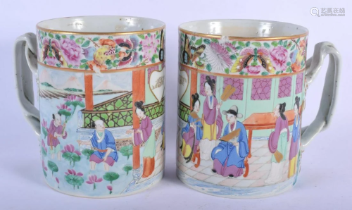 A PAIR OF 19TH CENTURY CHINESE CANTON ROSE PORCELAIN