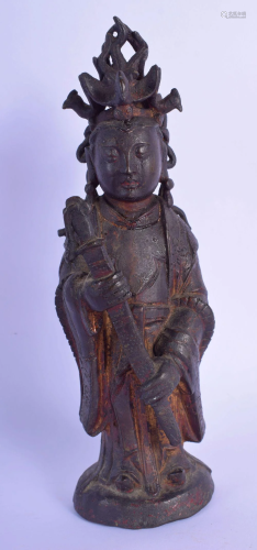 A 16TH/17TH CENTURY CHINESE BRONZE FIGURE OF A GU…