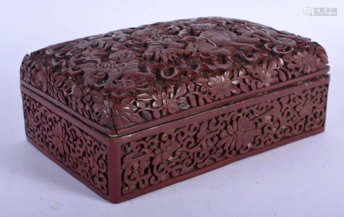 A 19TH CENTURY CHINESE CARVED CINNABAR LACQUER BOX …