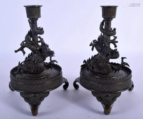 A PAIR OF 19TH CENTURY JAPANESE MEIJI PERIOD BRONZE