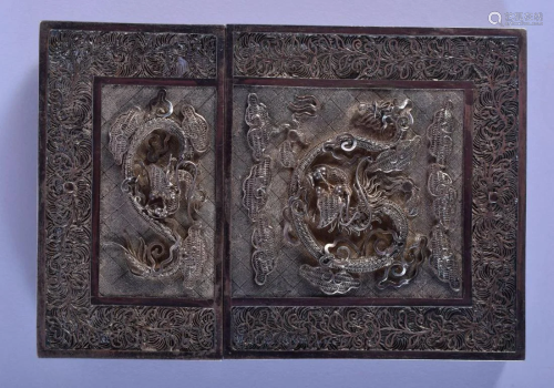 A 19TH CENTURY CHINESE EXPORT SILVER FILIGREE CARD CASE