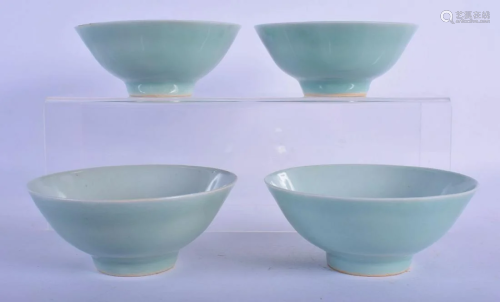 FOUR EARLY 20TH CENTURY CHINESE CELADON BOWLS