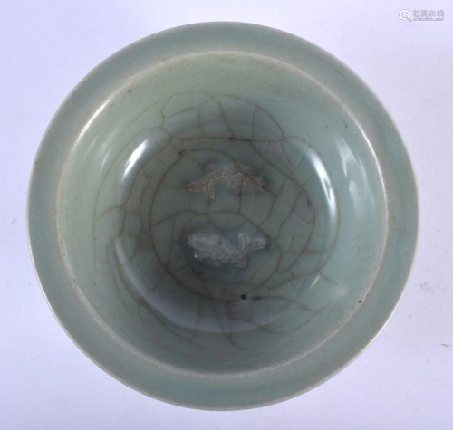 A CHINESE LONGQUAN CELADON TWIN FISH CENSER Song…