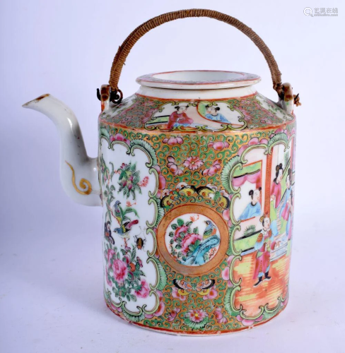A 19TH CENTURY CHINESE CANTON FAMILLE ROSE TEAPOT AND