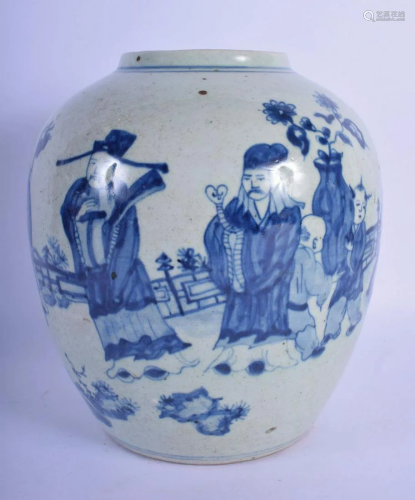 A CHINESE BLUE AND WHITE PORCELAIN GINGER JAR 20th