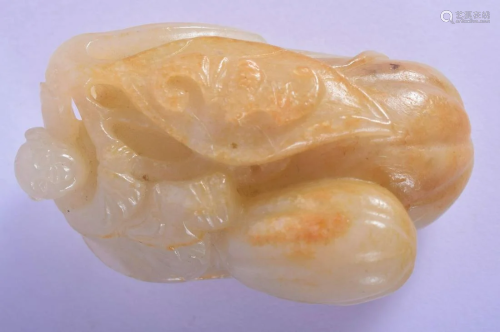 A 19TH CENTURY CHINESE CARVED GREENISH MUTTON JADE