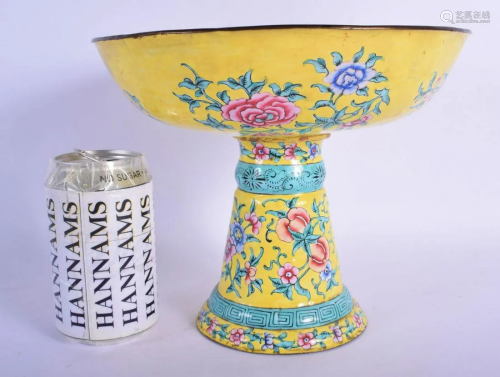 A LARGE 19TH CENTURY CHINESE CANTON ENAMEL PEDESTAL