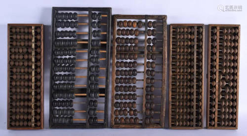 FIVE EARLY 20TH CENTURY CHINESE CARVED WOOD ABACUS …