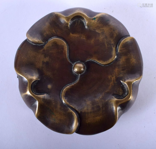 A 19TH CENTURY CHINESE BRONZE LOTUS CENSER BASE Qing.