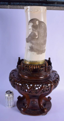A 19TH CENTURY JAPANESE MEIJI PERIOD CARVED IVORY TUSK
