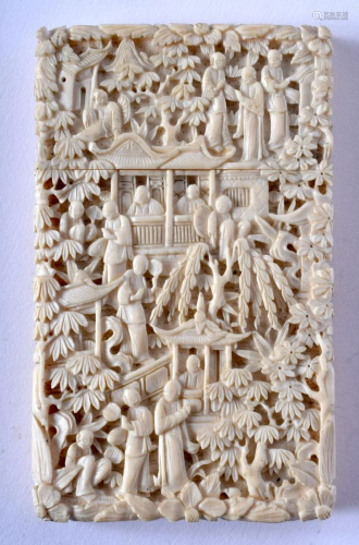 A MID 19TH CENTURY CHINESE CANTON IVORY CARD CA…