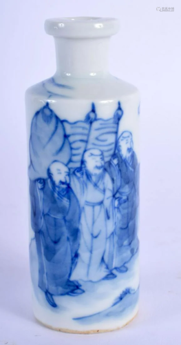 A 19TH CENTURY CHINESE BLUE AND WHITE PORCELAIN SNUFF