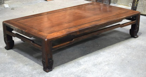 A VERY LARGE AND RARE CHINESE HARDWOOD KANG TABLE