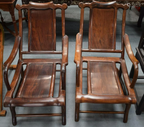 A PAIR OF EARLY C20TH CHINESE MOON GAZING CHAIRS