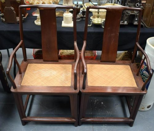 PAIR OF EARLY C20TH CHINESE HARDWOOD OFFICIAL'S …