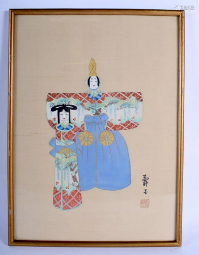 AN UNUSUAL JAPANESE TAISHO PERIOD PAINTED SILK