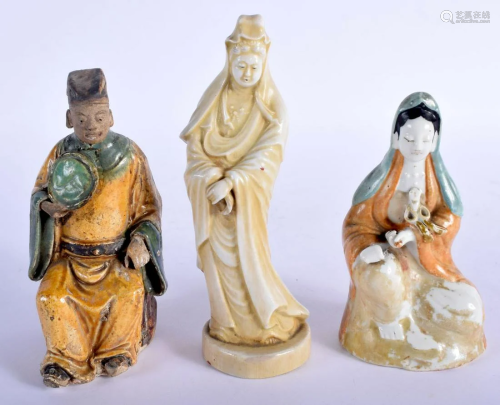 THREE EARLY 20TH CENTURY CHINESE CERAMIC FIGURES Late