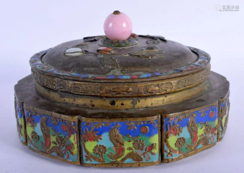 AN EARLY 20TH CENTURY CHINESE ENAMELLED BRASS BOX A…
