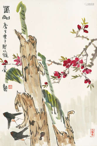 b.1926 张继馨 春酣  立轴  设色纸本