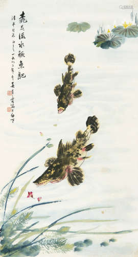 1910～2008 吴青霞 桃花流水鳜鱼肥  镜心  设色纸本