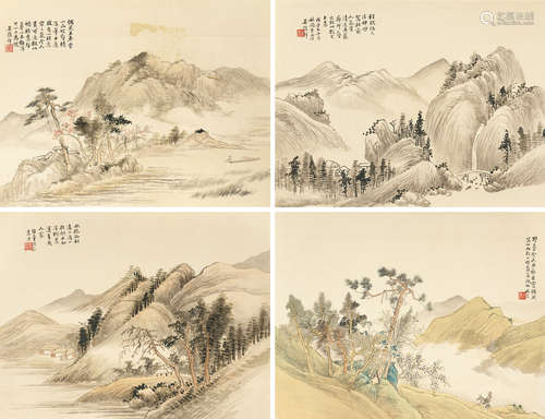 1848～1903 吴毂祥 山水  镜心 （四开） 设色绢本