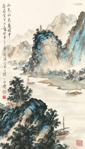 1906～1985 黄幻吾 山光水色画图中  立轴  设色纸本