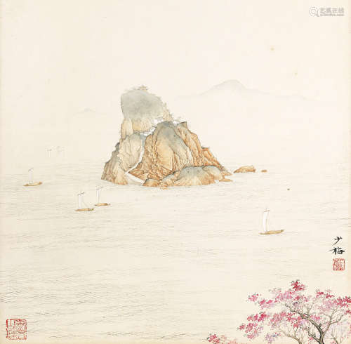 1909～1954 陈少梅 湖中仙境  立轴  设色纸本