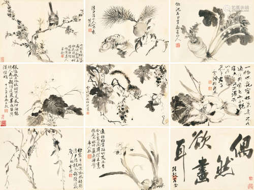1734～1803 张敔 花鸟  册页  水墨纸本