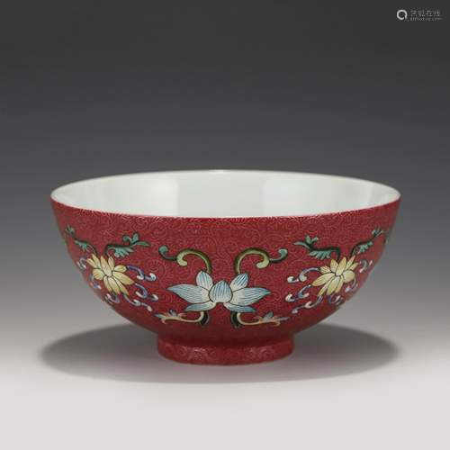 QIANLONG ENAMEL PORCELAIN CARVING BOWL