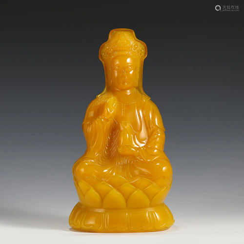 QING PEKING GLASS CARVED GUANYIN