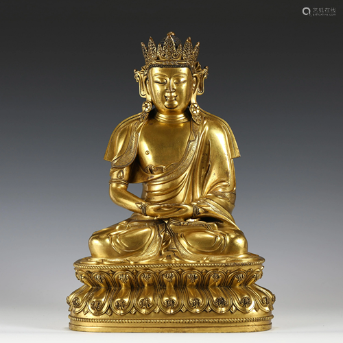 MING GILT BRONZE AMITAYUS BUDDHA