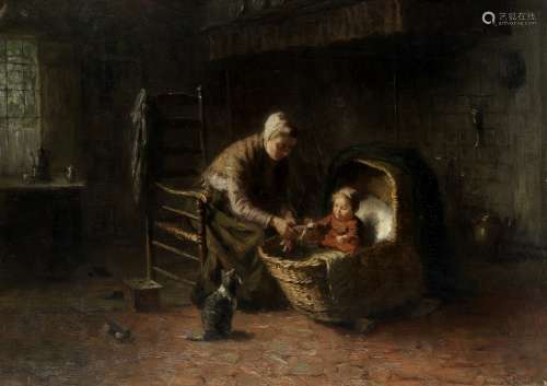 Bernard De Hoog (Dutch, 1867-1943) Mother soothing her child