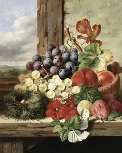 Edward Ladell (British, 1821-1886) Still life of fruit and a...