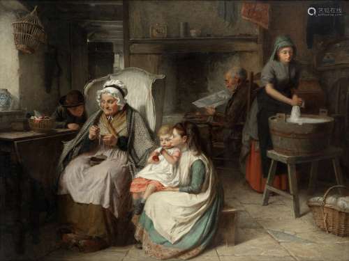 Haynes King (British, 1831-1904) The sewing lesson