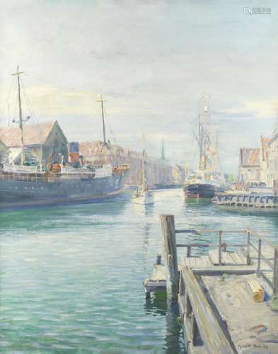 Robert Panitzsch (Danish, 1879-1949) Copenhagen canal with T...