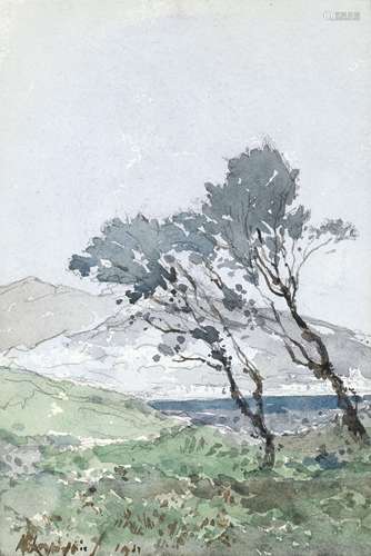 Henri Joseph Harpignies (French, 1819-1916) Pins au bord de ...