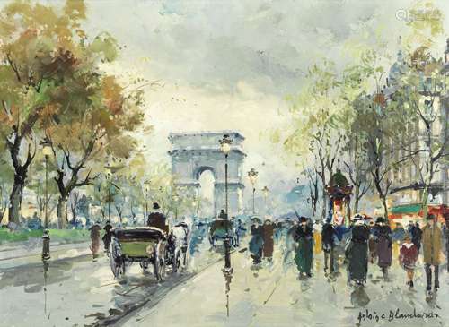 Antoine Blanchard (French, 1910-1988) Paris in the rain