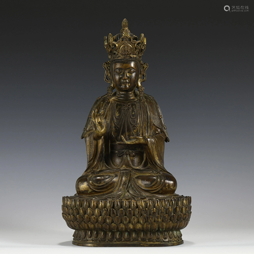 MING GILT BRONZE GUANYIN BUDDHA