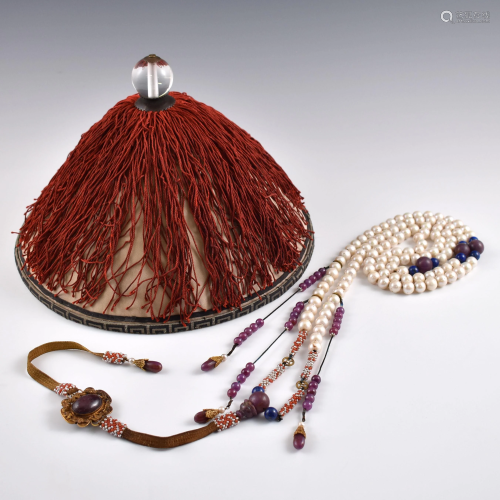 PEARL CHAOZHU COURT NECKLACE & OFFICER HAT