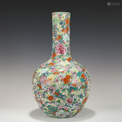 QIANLONG MILLE-FLEUR CELESTIAL VASE