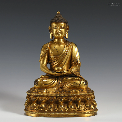 MING GILT BRONZE MEDICINE BUDDHA