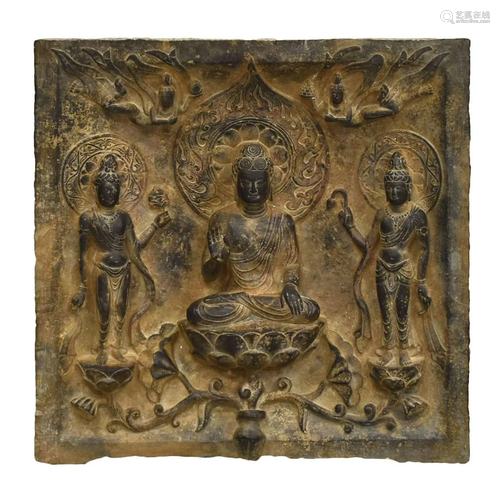 TANG STONE CARVED TSATSA BUDDHA RELIEFS