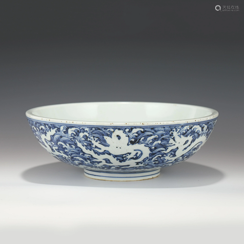 MING XUANDE BLUE & WHITE LARGE BOWL