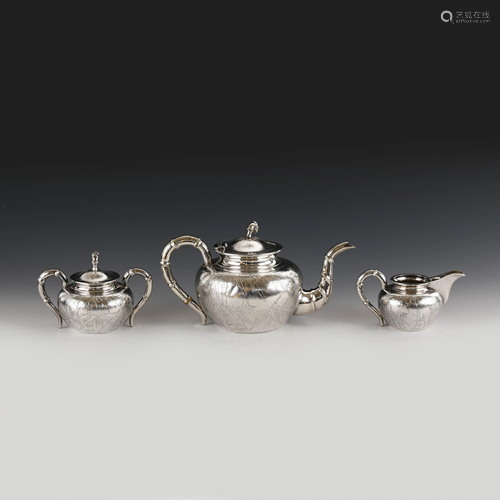 WAI KEE CHINESE EXPORT SILVER TEA SETS